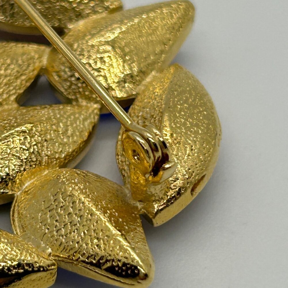 Vintage Gold Tone Multi-Color Brooch Pin Jewel Colored Rhinestone Statement 1990 - Picture 8 of 12